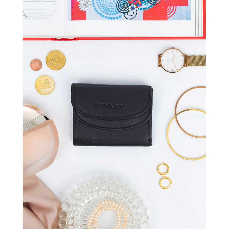 Rovicky mała portmonetka skóra naturalna zgrabny portfel damski mały