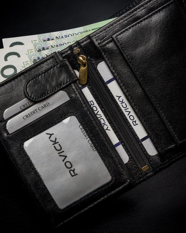 Skórzany męski portfel Rovicky 1537-03-BOR RFID