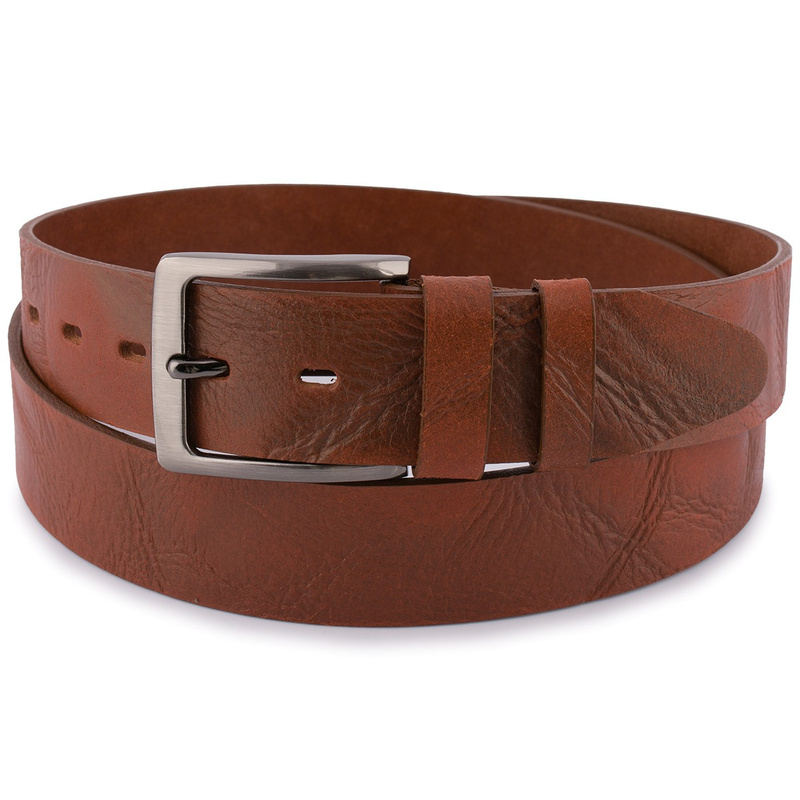 Pasek męski skórzany premium szeroki 4 cm klasyczny skóra licowa Beltimore brązowy E35 : Kolory - brązowy, beżowy