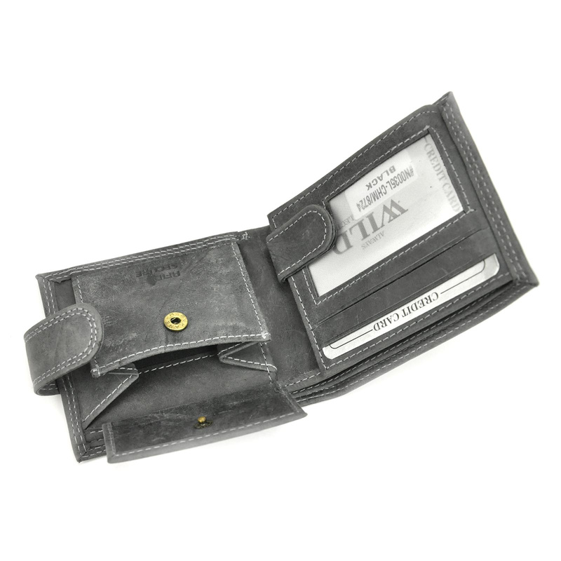 Skórzany męski portfel Wild N0035L-CHM RFID