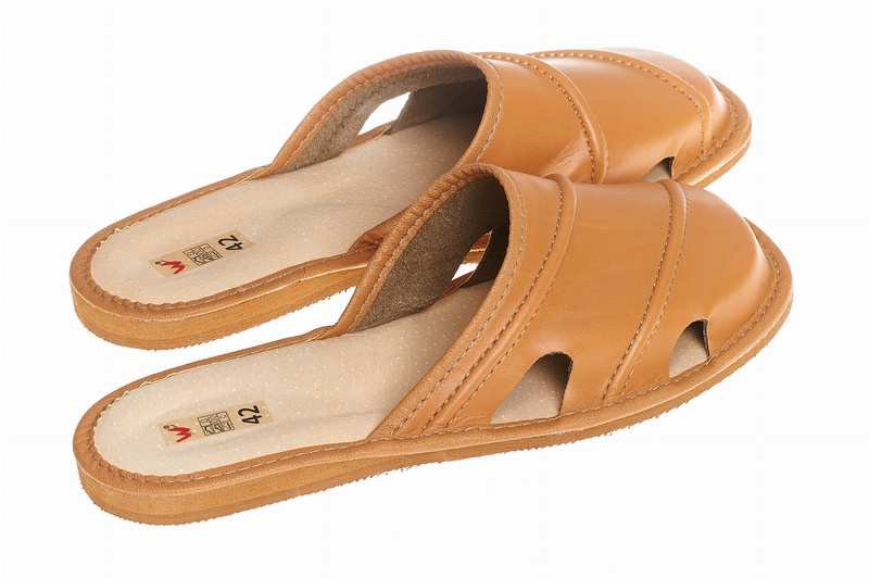 Wójciak Podhale męskie kapcie domowe skóra naturalna klin 1,5 cm wygodne