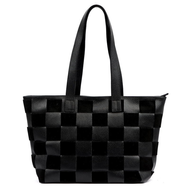 Luka Duża dwukomorowa damska shopperbag pleciony wzór torebka na ramię