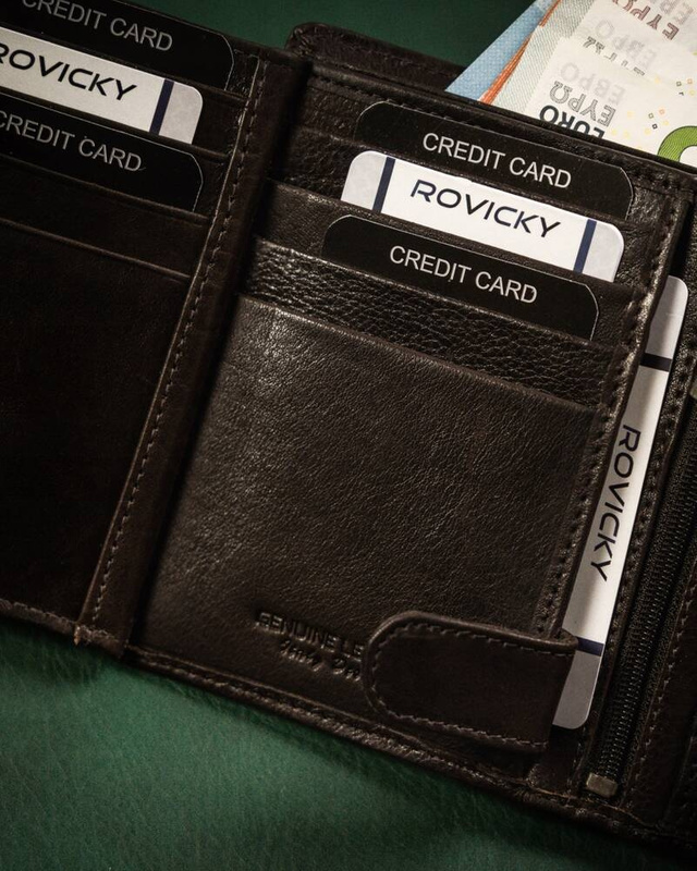 Skórzany męski portfel Rovicky N4-RVT RFID