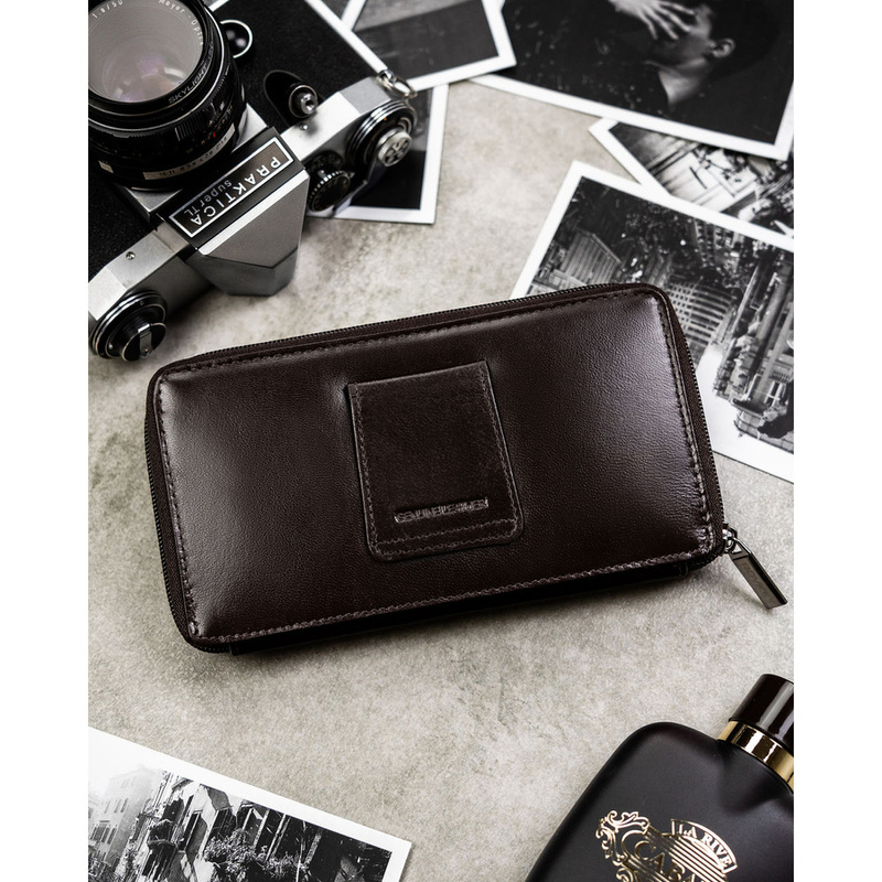 Skórzana, brązowa saszetka męska z systemem RFID - Rovicky