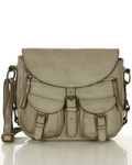 MARCO MAZZINI Skórzana torebka listonoszka z kieszeniami safari handmade bag beż