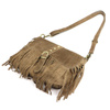 Boho damska listonoszka skórzana zamszowa z frędzlami i kieszenią Luka