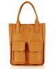 Torebka skórzany shopper bag z kieszeniami - MARCO MAZZINI Ravenna brąz camel