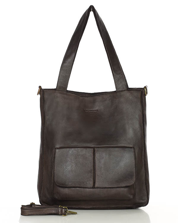 Torebka damska shopper A4 skóra naturalna - MARCO MAZZINI brąz caffe