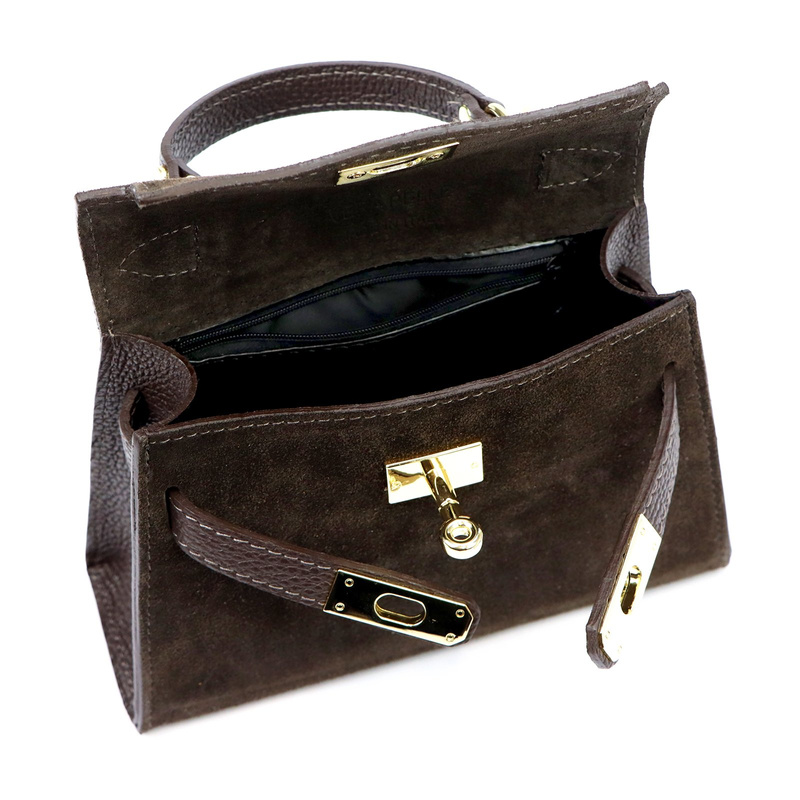 Skórzana Zamszowa damska mała listonoszka torebka na ramię z uchwytem Luka