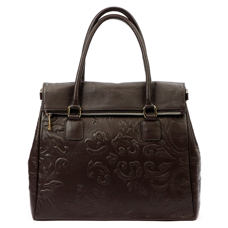 Vera Pelle damski duży kuferek torebka do ręki skóra naturalna z paskiem