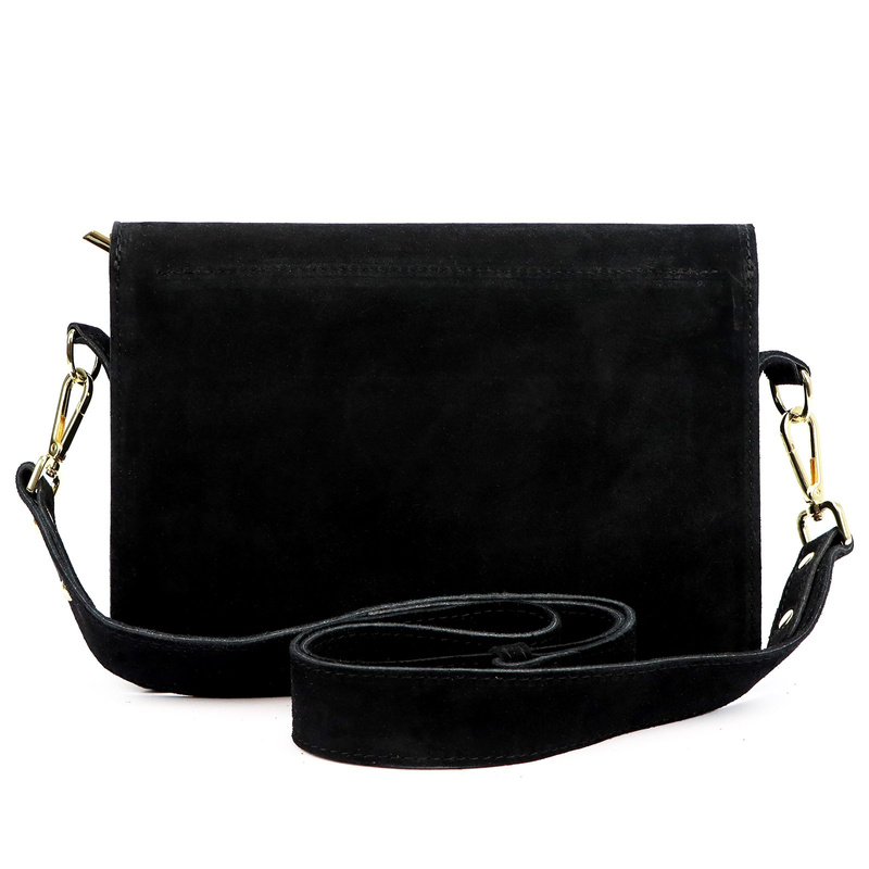 Luka zamszowa damska listonoszka torebka na ramię skórzana z kieszenią