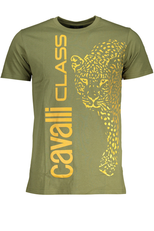 ZIELONY T-SHIRT MĘSKI Z KRÓTKIM RĘKAWEM KLASY CAVALLI