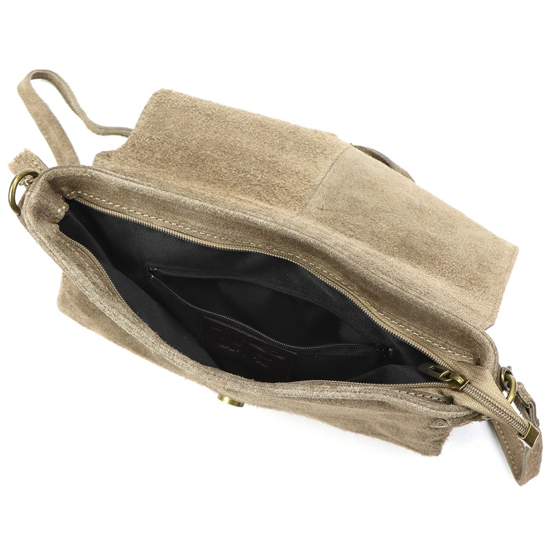 Vera Pelle damska listonoszka skóra naturalna zamsz torebka z kieszeniami