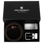 Meski zestaw prezentowy skóra naturalna Peterson PTN KL-B006-S001 BLACK-BROWN