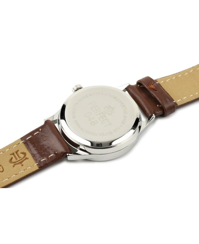 Zegarek damski na rękę pasek skórzany brązowy Perfect 273