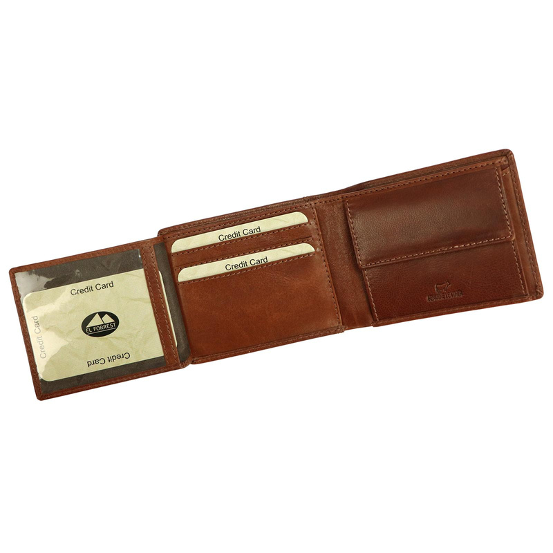 Rozbudowany pojemny męski portfel ze skóry naturalnej EL FORREST RFID