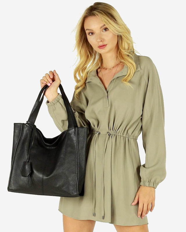 Modna torebka damska skórzany shopper bag - MARCO MAZZINI Portofino Max czarny