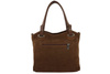 Duża elegancka torebka z naturalnej skóry i zamszu - Brązowa