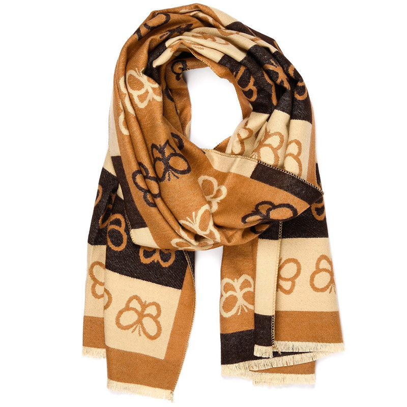 Camel Duży Szalik Damski bawełniany ciepły szal jesień RE-69