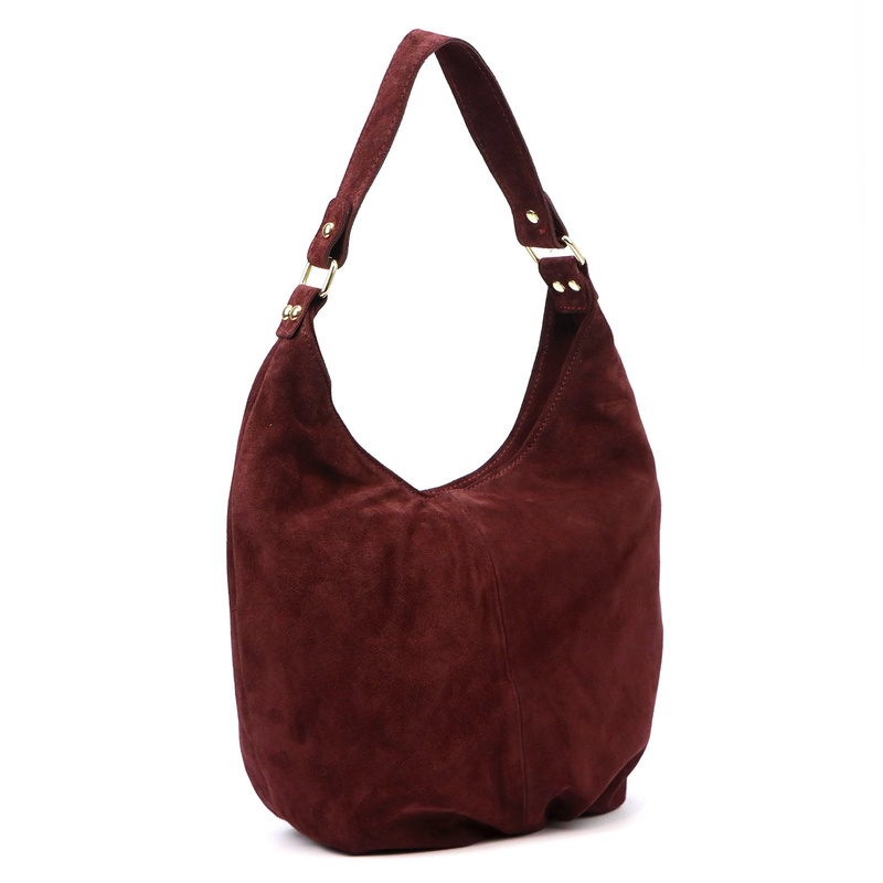 Vera Pelle damska torebka na ramię skóra naturalna zamszowa shopperbag