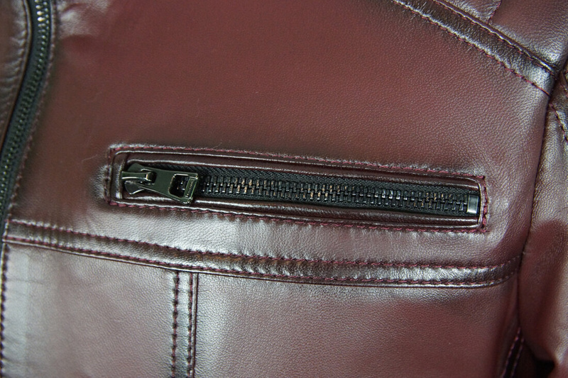 Bukowski męska skórzana kurtka casual zapinana na zamek stójka dekolt