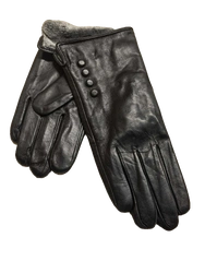 Rękawiszki Damskie, skóra, ocieplane czarne
