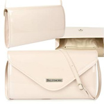Ecru lakierowana damska torebka wieczorowa kopertówka BELTIMORE M78