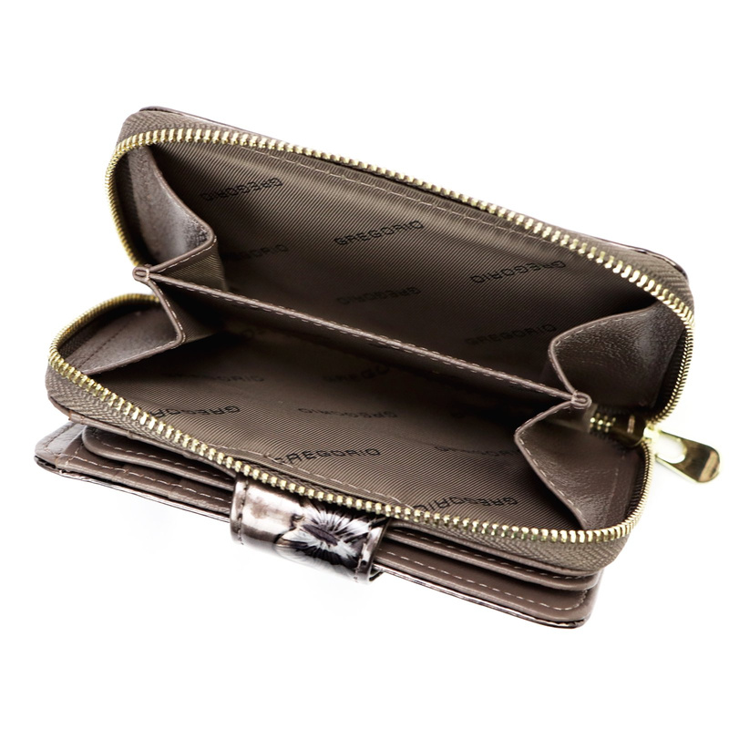 Gregorio portfel damski skóra naturalna lakierowana pionowa portmonetka