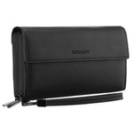 Czarna saszetka męska ze skóry ekologicznej idealna na dokumenty - Rovicky