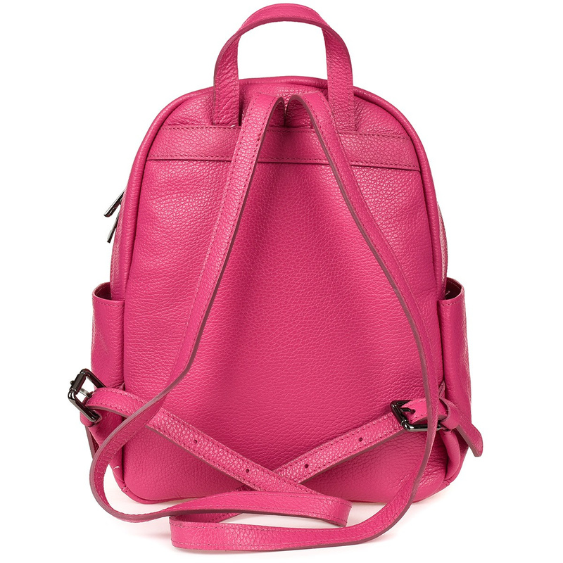 Fuksjowy mały skórzany plecak damski elegancki plecaczek A5 Beltimore P15