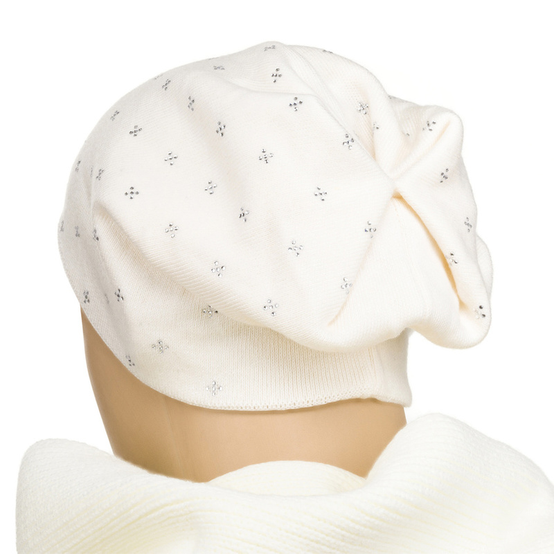Ciepła czapka damska beanie z kryształkami - Peterson