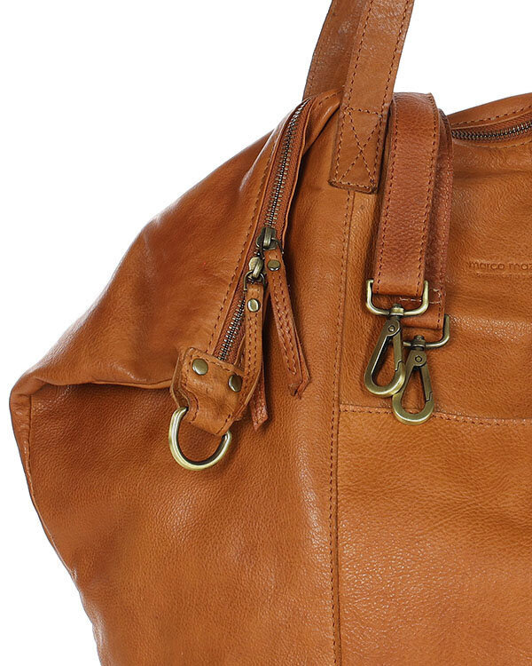 Torba damska skórzana shopper z kieszeniami - It bag MARCO MAZZINI brąz camel