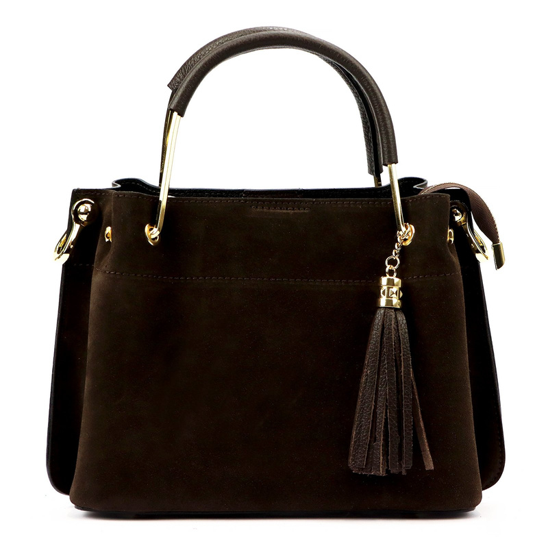 Vera Pelle damski kuferek skóra naturalna torebka z organizerem na ramię