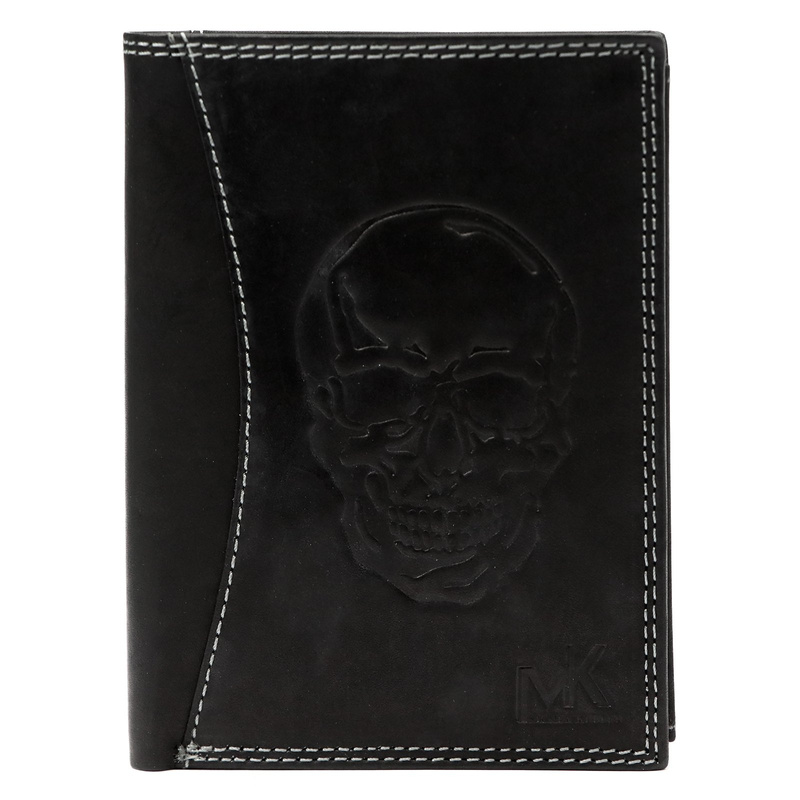 Skórzany męski portfel Money Kepper CDD 5601 SKULL