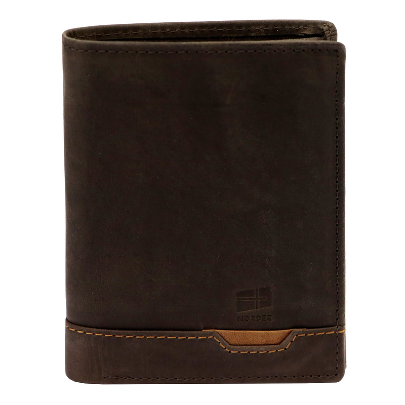 Nordee męski portfel skóra naturalna pionowa portmonetka składana duża
