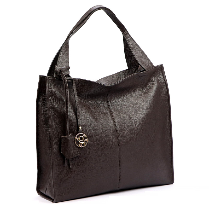 Duża Skórzana shopperbag damska torebka na ramię dwukomorowa Gregorio