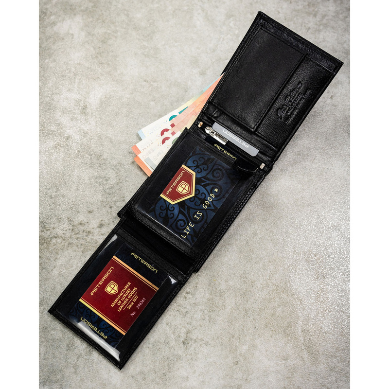 Meski zestaw prezentowy skóra naturalna Peterson PTN SET N992-DOT BLACK