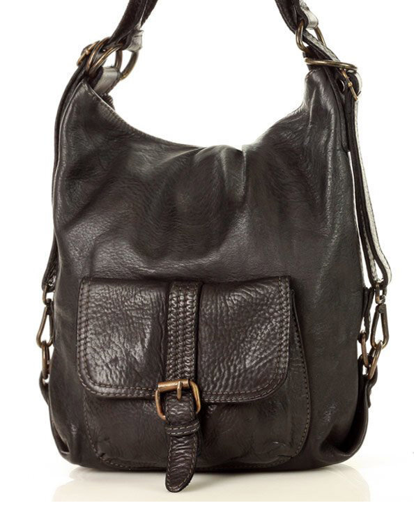 Torba skórzana dla wymagających z opcją plecak old school leather bag - MARCO MAZZINI czarny