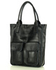 Torebka skórzany shopper bag z kieszeniami - MARCO MAZZINI Ravenna czarny