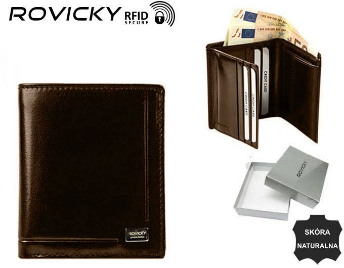 Skórzany męski portfel Rovicky PC-028-BAR RFID
