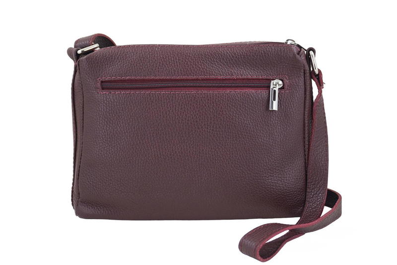 Listonoszka skórzana z kieszeniami - Bordowa