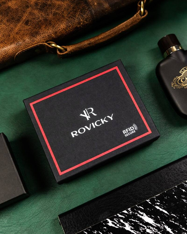 Kompaktowy męski skórzany portfel z RFID Rovicky