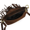 Boho damska listonoszka skórzana zamszowa z frędzlami i kieszenią Luka