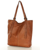 Torebka damska shopper z regulacją rączek skóra old pelle - MARCO MAZZINI brąz camel