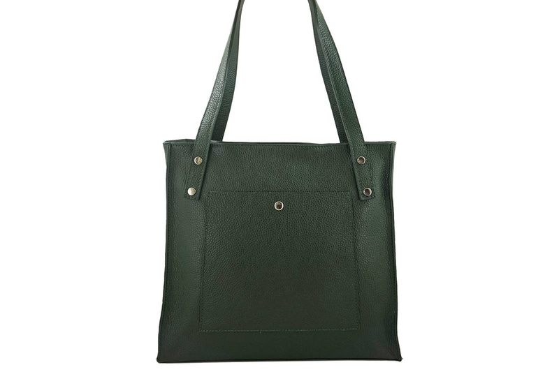 Torebka skórzana na ramię damska - Zielona ciemna