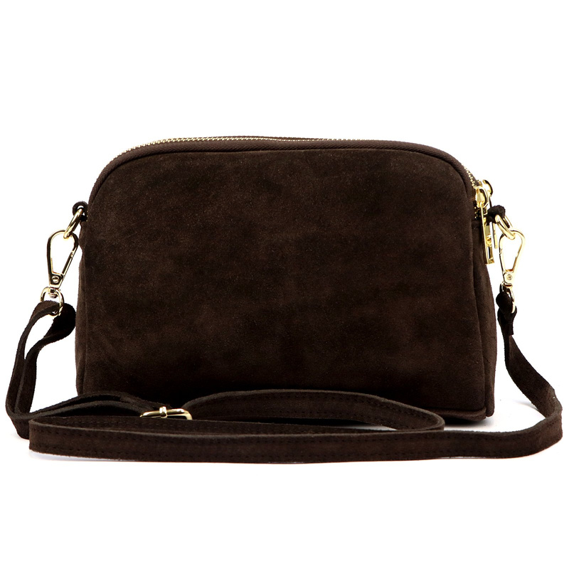 Dwukomorowa damska listonoszka skórzana zamszowa torebka na ramię Luka