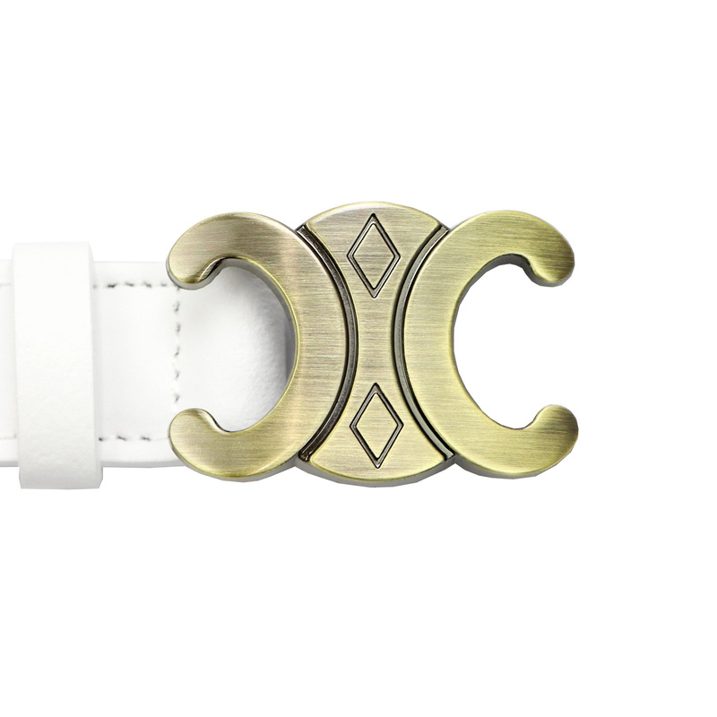 Gregorio Damski pasek do spodni skóra naturalna ze stylową klamrą złotą