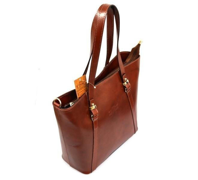 Skórzana duża damska shopperbag torebka na ramię
