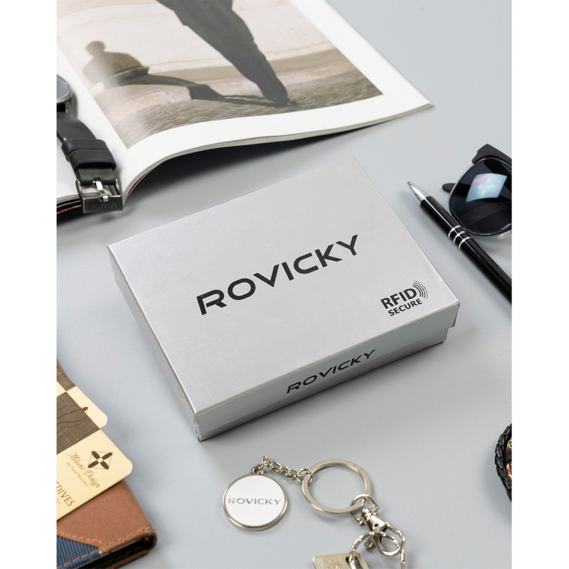 Portfel Skórzany Męski Rozbudowany Skóra Naturalna Rovicky RFID