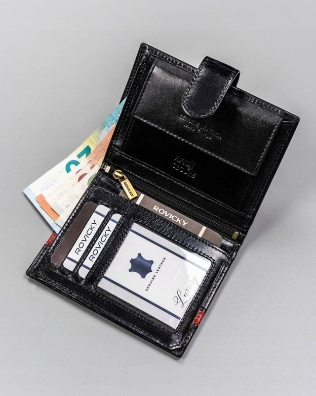 Stylowy Duży męski skórzany portfel z RFID Rovicky